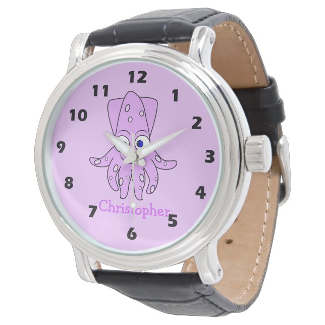 Lila Bläckfisk Design Armbandsur (Vinklad)