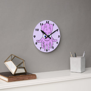 Lila Bläckfisk Design Rund Klocka