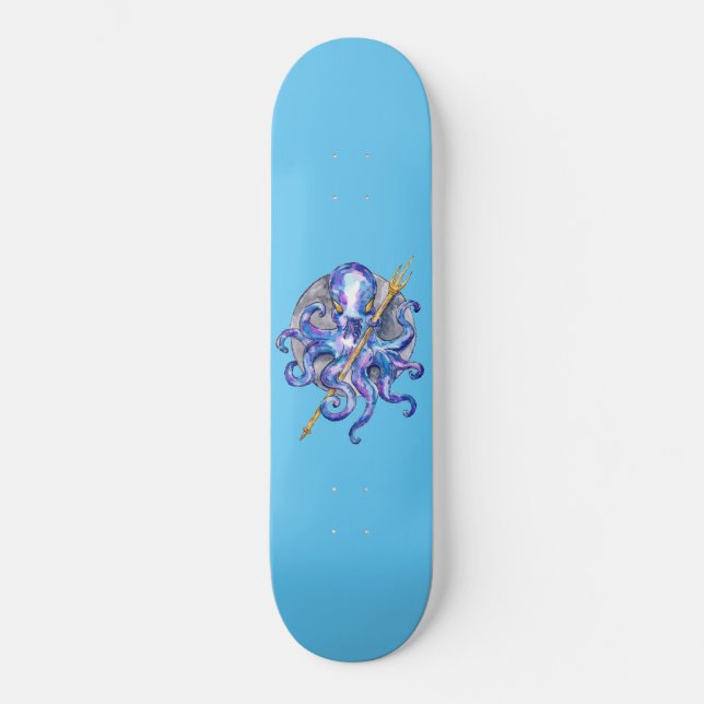 Lila bläckfisk med treudd mini skateboard bräda 18,5 cm (Framsida)