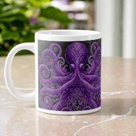 Lila Bläckfisk Viktoriansk Steampunk Kraken Jumbo Mugg