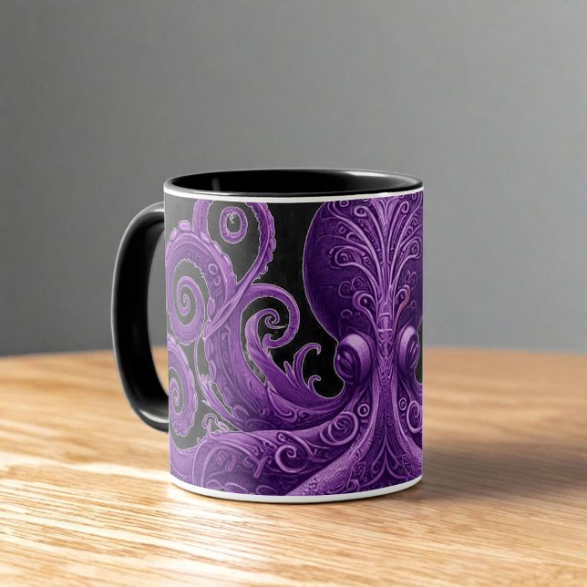Lila Bläckfisk Viktoriansk Steampunk Kraken  Mugg (Skapare uppladdad)