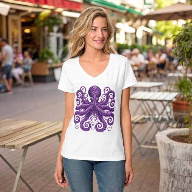Lila Bläckfisk Viktoriansk Steampunk Kraken  T Shirt (Skapare uppladdad)