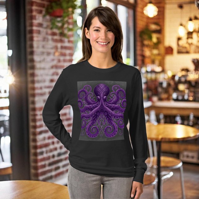 Lila Bläckfisk Viktoriansk Steampunk Kraken  T Shirt (Skapare uppladdad)