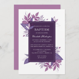Lila bladbaptism. Plum violet botaniskt Inbjudningar