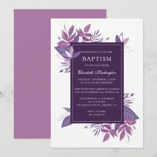Lila bladbaptism. Plum violet botaniskt Inbjudningar
