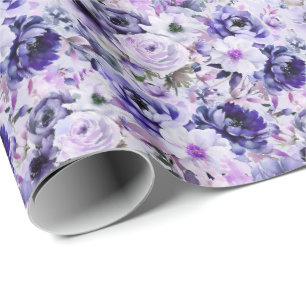 Lila Blanda blommor Papper Presentpapper