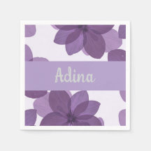 Lila Blas Mitzva napkin med namn