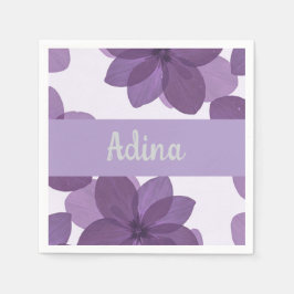 Lila Blas Mitzva napkin med namn Pappersservett