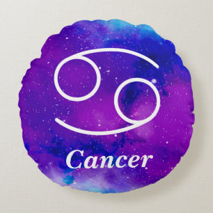 Lila Blått blanksteg Nebula med cancersymbol Rund Kudde