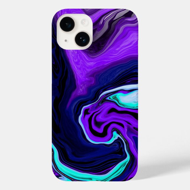 Lila, blått och blått Abstrakt - Fluid Art (Baksida)