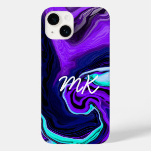 Lila, blått och blått Abstrakt - Fluid Art