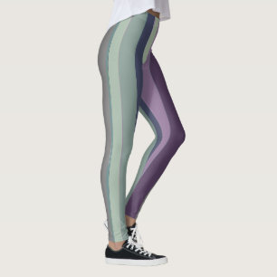Lila, blått och Grönt Abstrakt Rand Leggings