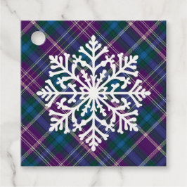 Lila, blått och Grönt, snöflingor Gåvor Etiketter