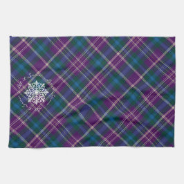 Lila, blått och Grönt, snöflingor Kökshandduk