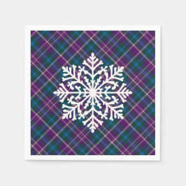 Lila, blått och Grönt, snöflingor Pappersservett