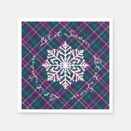 Lila, blått och Grönt, snöflingor Pappersservett