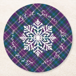 Lila, blått och Grönt, snöflingor Underlägg Papper Rund