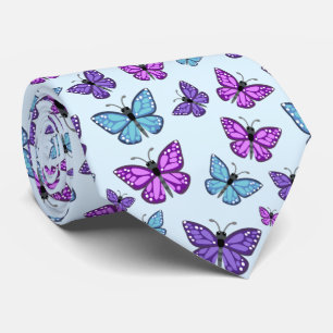Lila, blått och Rosa Butterfly Mönster Slips