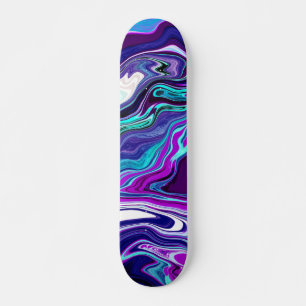 Lila, blått och skalbart Abstrakt Modern konst Mini Skateboard Bräda 18,5 Cm