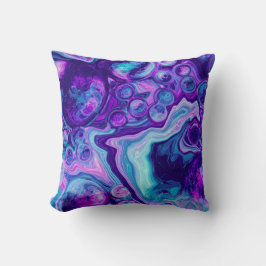 Lila, blått, Rosa Bokeh Marble Fluid Art Kudde