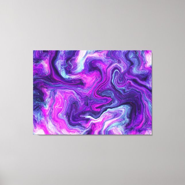Lila, blått, Rosa Fluid Art Canvastryck (Framsida)