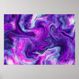 Lila, blått, Rosa Fluid Art Poster
