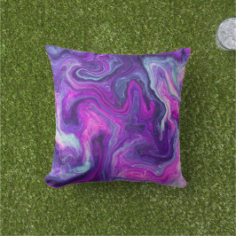 Lila, blått, Rosa Marble Art Kudde