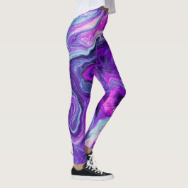 Lila, blått, Rosa Marble Art Leggings