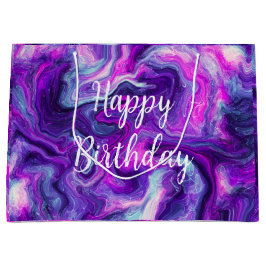 Lila, blått, Rosa Marble Fluid Art Birthday