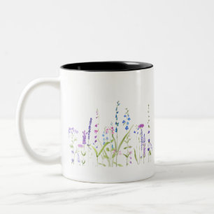 lila blått vild blommor vattenfärgning Två-Tonad mugg