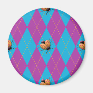 Lila- & blåttArgyle nyckelpiga Magnet
