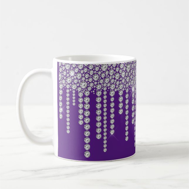 Lila Bling Girly Gnistra Kaffemugg (Vänster)