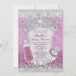 Lila Bling Glitter Baby Shower-inbjudningar Inbjudningar