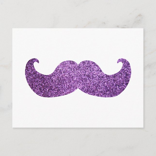 Lila Bling mustache (Faux Glitter Graphic) Vykort (Framsida)
