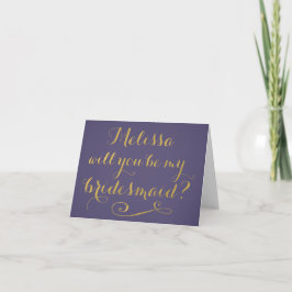 Lila blir du mitt Bridesmaid Typography-kort Inbjudan