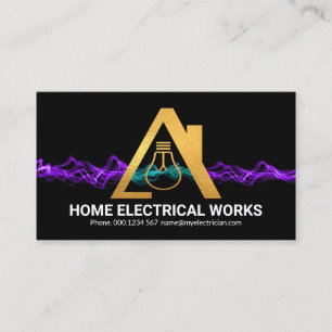 Lila Blixt Guld Bulb Home Electric Visitkort