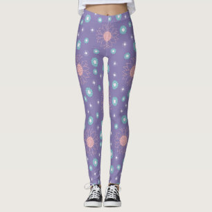 Lila Blombalkar - Chic och anpassa Leggings