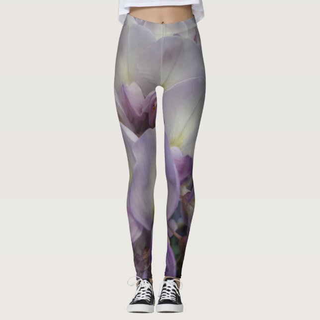 Lila Blombalkar Leggings (Framsida)