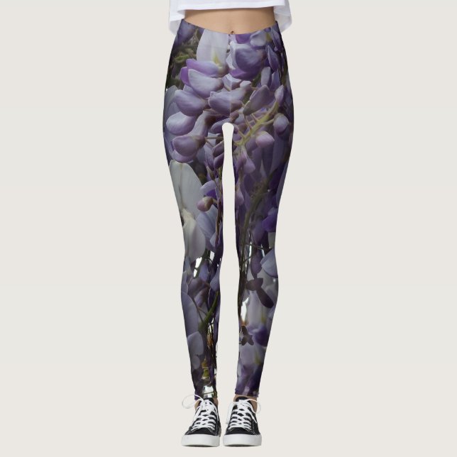 Lila Blombalkar Leggings (Framsida)