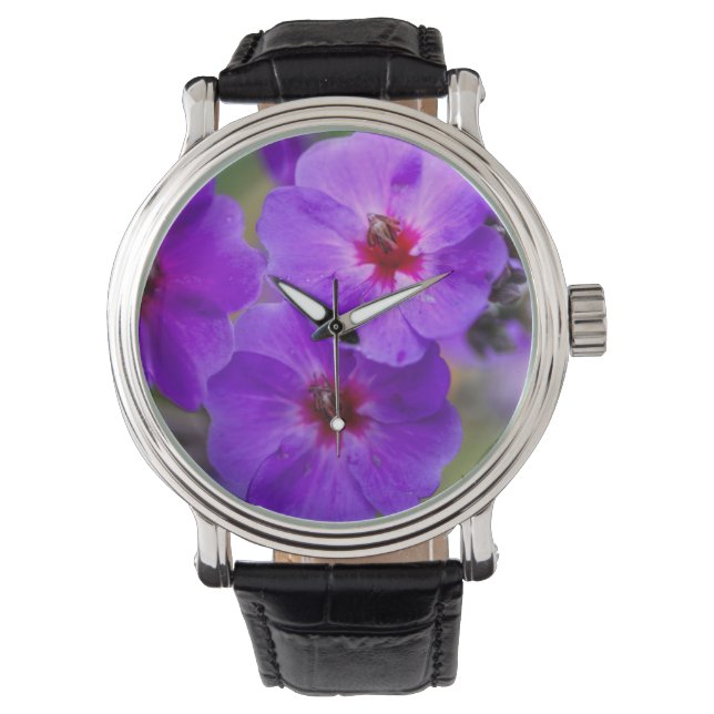 Lila blomma armbandsur (Framsida)