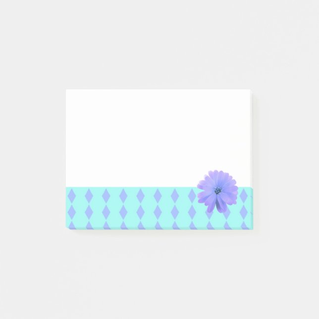 Lila Blomma Diamant Mönster Kant Post-it Block (Framsida)