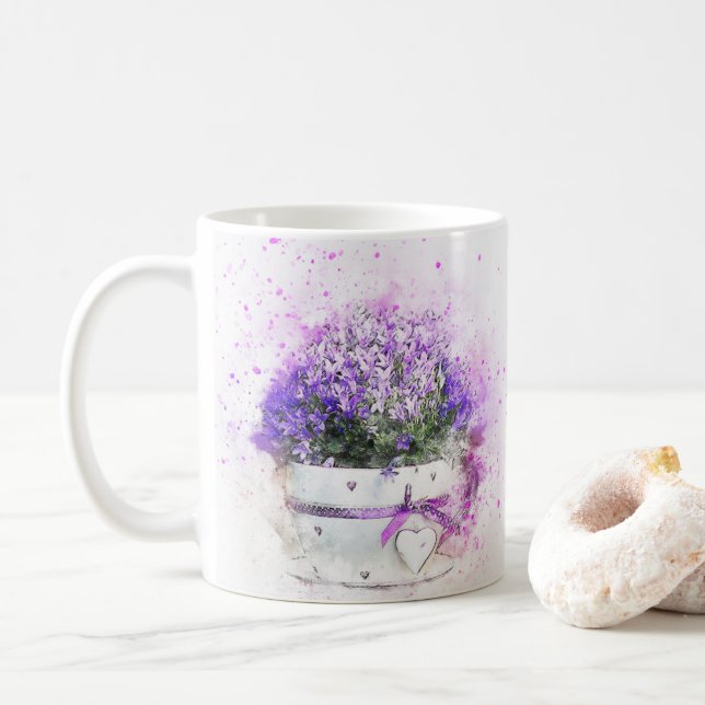 Lila blomma kaffemugg (Med munk)