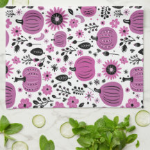 Lila blomma och söt pumpa mönster