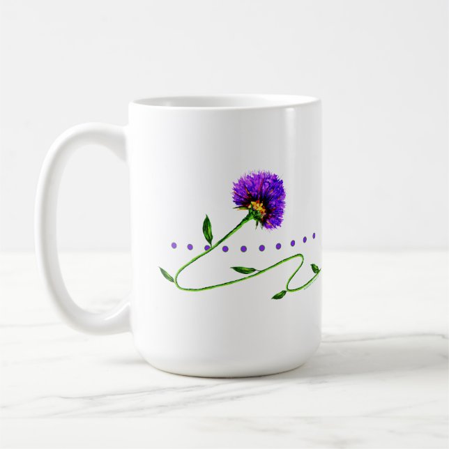 Lila Blomma På En Vinranka Kaffemugg (Vänster)
