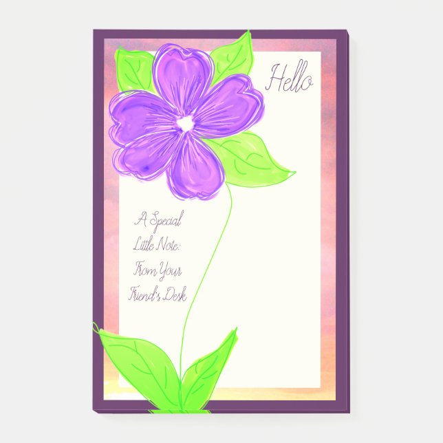Lila blomma post-it block (Framsida)