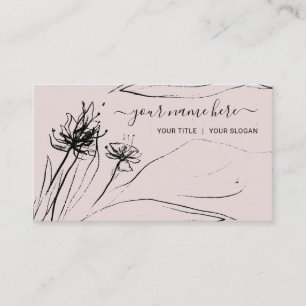 Lila blomma skiss Elegant handritad papper Visitkort