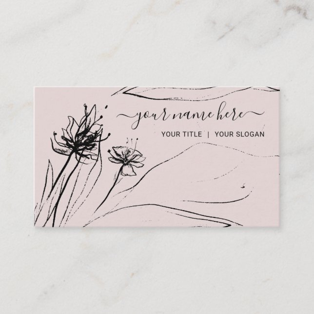 Lila blomma skiss Elegant handritad papper Visitkort (Framsida)