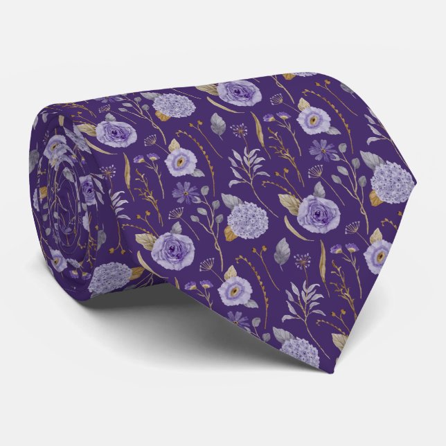 Lila Blommande Lavendel Halsduk Slips (Rullad)