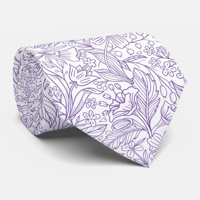 Lila Blommande Lavendel Halsduk Slips (Rullad)