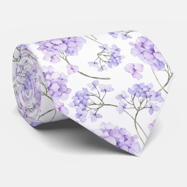 Lila Blommande Lavendel Halsduk Slips (Rullad)